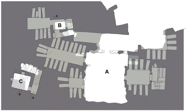 New plan recording of subterranean tombs. (Record and graph Echtenacher)