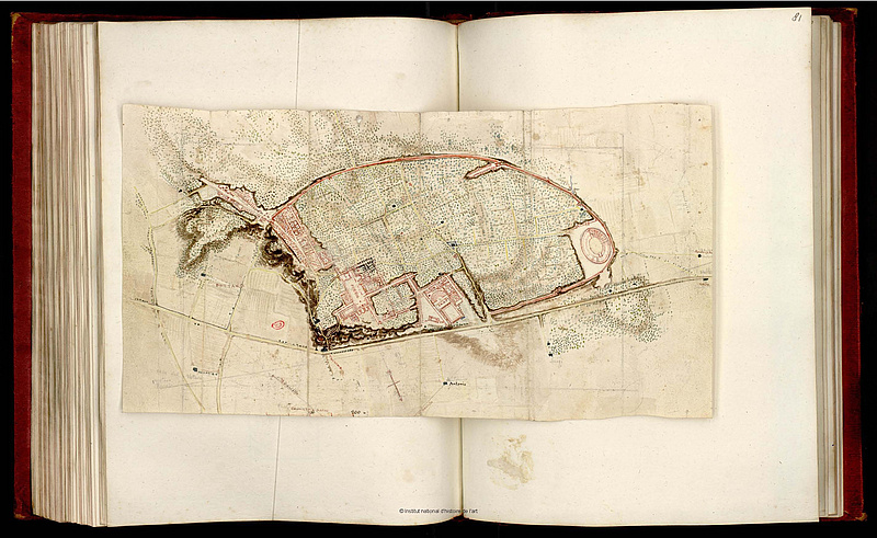 William Gell, City of Pompeii to the year 1817. Aquarellierte Tuschezeichnung. (Institut National de l’Histoire de l’Art, Paris)